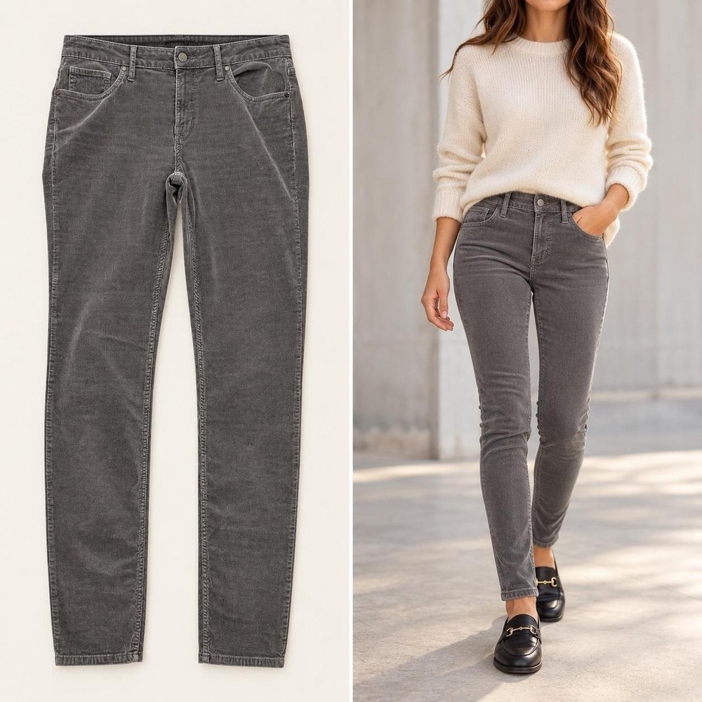 Calvin Klein Ultimate Skinny Gray Corduroy Pants Women's 14x32 Winter Fall Layer
